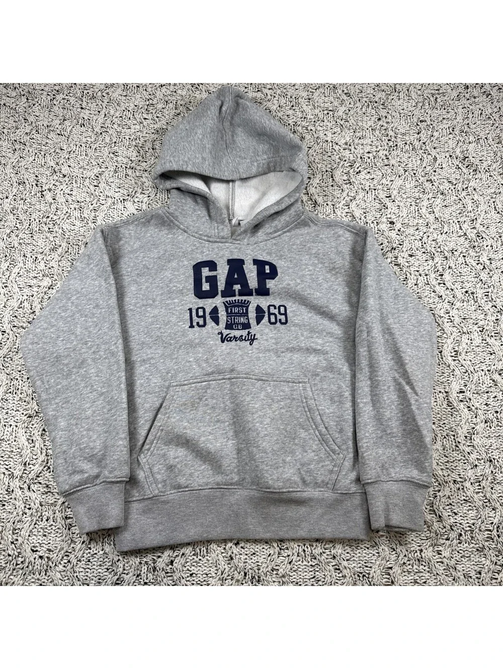 Gap Kids Original 1969 Hoodie Size S 7/8 Gray Pullover Logo Sweatshirt